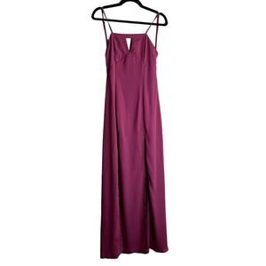 TOBI Evening Slip Dress Women Medium Burgundy Keyhole Double Front Plunge V-Back